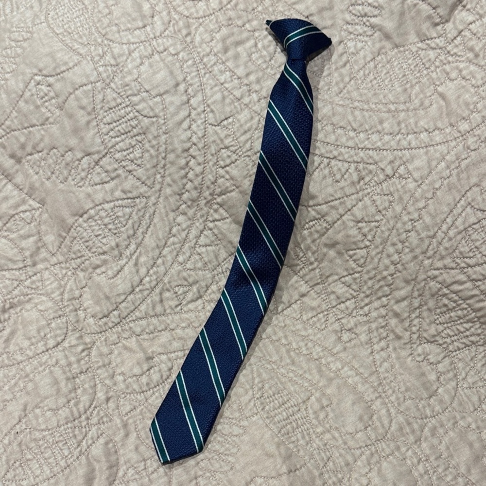 Navy Blue Striped Boys Tie